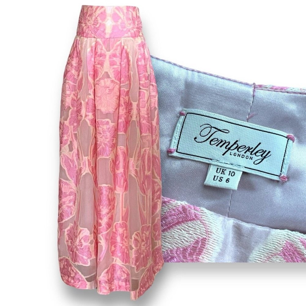 Temperley London Womens Maxi Skirt Sz S 6 Pink Floral, Fairycore